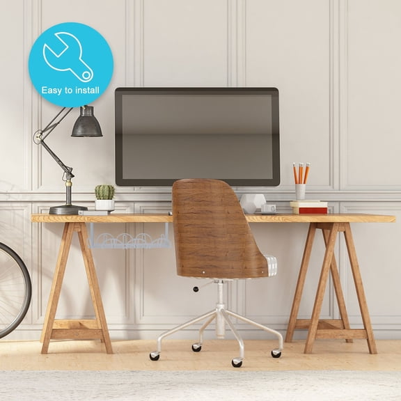 COSMOBETTY Desk Wire Management 2Sets Grey Plastic Cable Racks for Under Desk Design 12.6X6.7X5.5In