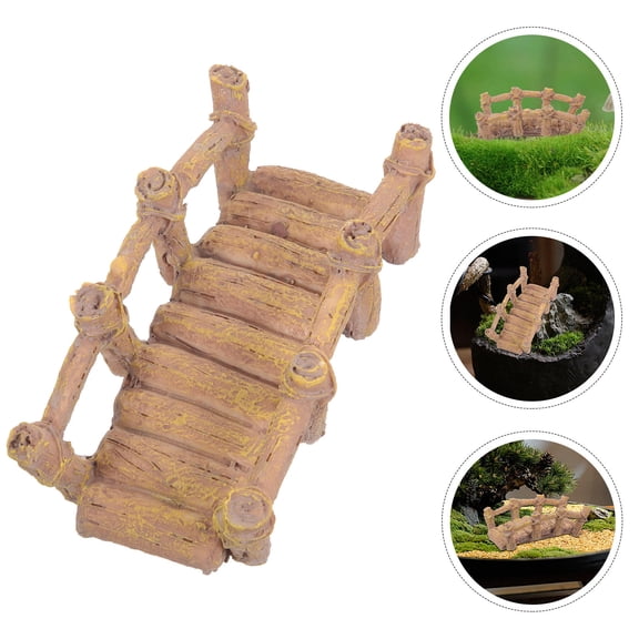 COSMOBETTY Light Brown Resin Garden Bridge Model for Indoor and Outdoor Yard Pond Decor
