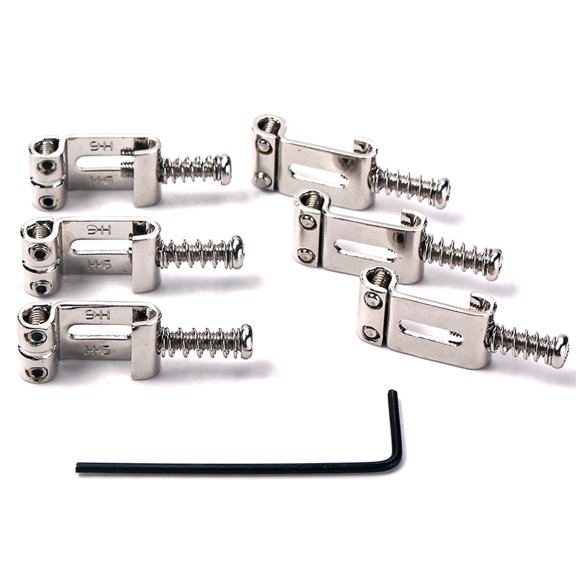 COSMOBETTY Electric Guitar Saddles 6Pcs Silver Roller Saddle Bridge Easy Installation for Guitarists