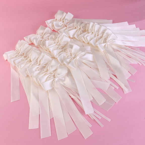 COSMOBETTY Elegant Beige Bow Ribbon 60Pcs For Wedding Car Decor And Photo Props