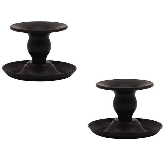 COSMOBETTY European Style Iron Candlestick for Decor Black Color Table Ornament 2pcs