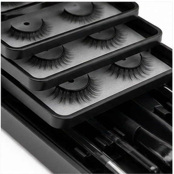 COSMOBETTY LED Eyelash Box Durable Black Plastic for Travel and Storage