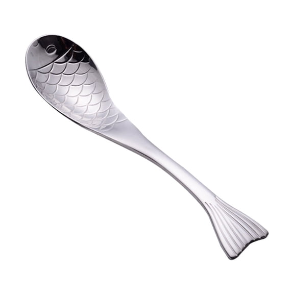 COSMOBETTY Fish Shape Soup Spoon 1Pack Stainless Steel Safe Daily Meal Spoon