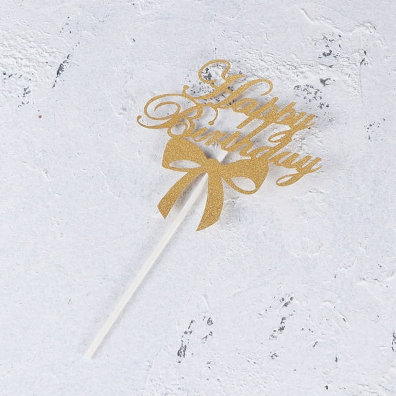 COSMOBETTY Glitter Paper Cake Toppers with Happy Birthday Design Golden Color for Cupcake Decoration Safe for Use