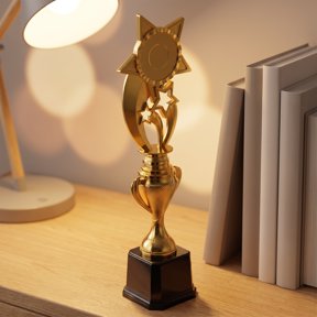 COSMOBETTY Golden ABS Winner Trophy with Elegant Plating Design and Smooth - 1 Piece Competition Award