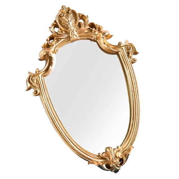 COSMOBETTY 7.5 Inch Golden Glass Makeup Mirror with Clear Reflection for Bathroom and Bedroom Decor