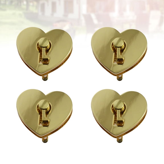 COSMOBETTY Handbag Lock with Heart Shape Hardware in Golden Color Zinc Alloy Material 4 Pieces