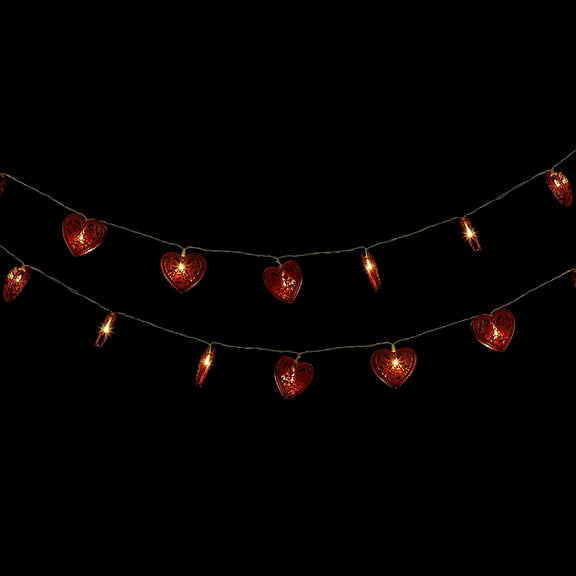 COSMOBETTY Heart Light String 1 Set Wrought Iron Led Lighting for Room Decoration and Romantic Atmosphere Red