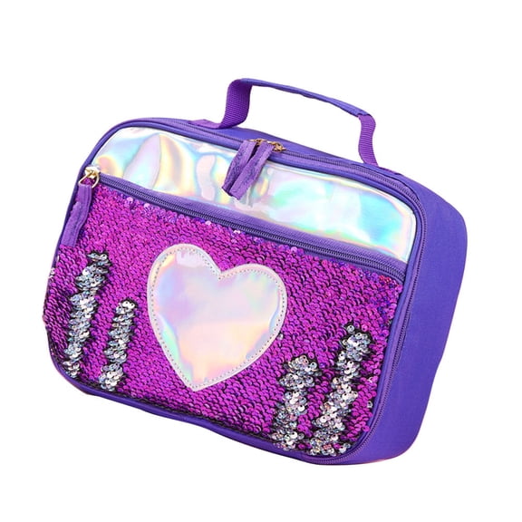 COSMOBETTY Insulated Reusable Lunch Bag 1Pcs Shiny Purple for Snacks Protein Shake Bottle Beach Sporting Picnic