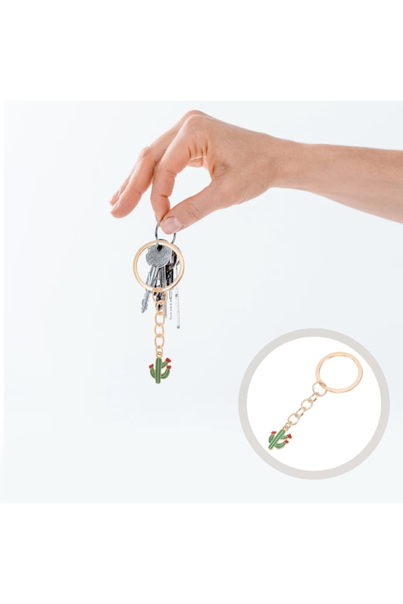 Keyring Cute Cactus Shaped for Women Girls Small present Alloy Material 4.4*2.7in 1Set
