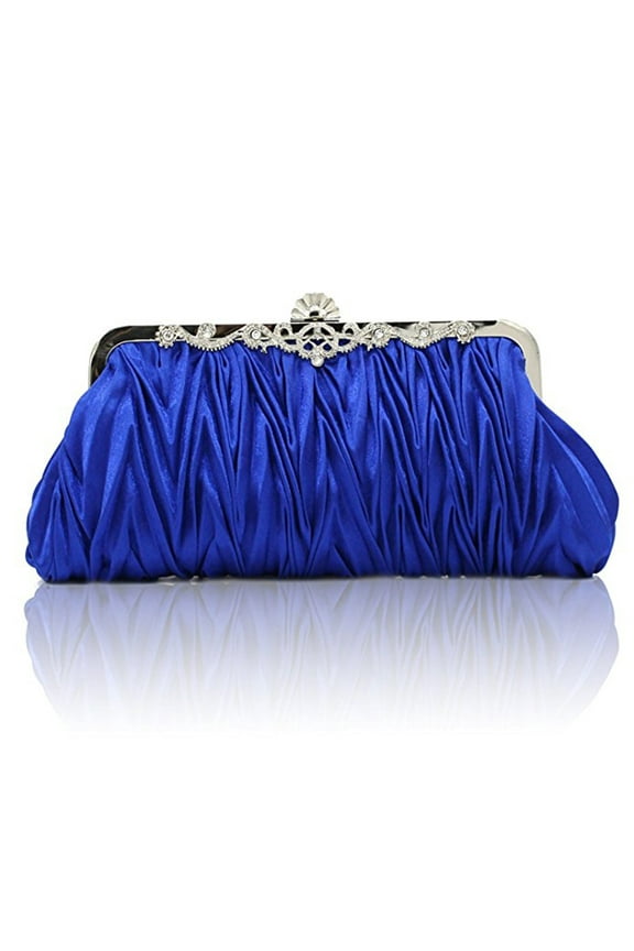 Ladies Party Purse Bridal Clutch Rectangular Fabric Lining Metal Chain Shoulder Bag 10.6 * 4.7 Inch
