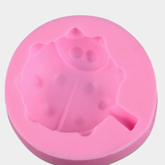 COSMOBETTY Ladybird Shaped Silicone Mould 1Pcs For Cake Fondant Sugar Paste Craft 6.5X6.5X0.7In Pink