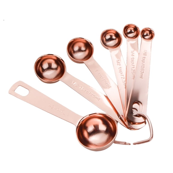COSMOBETTY Measuring Spoons 6Pcs Golden D Shaped Ring for Easy Cleaning in the Kitchen