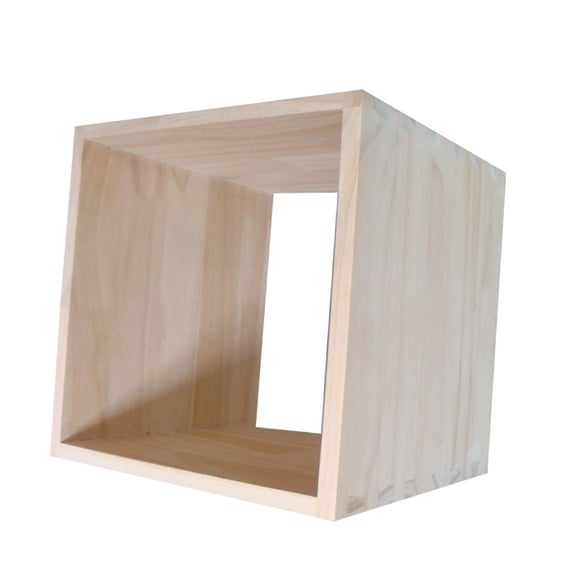 COSMOBETTY Minimalist Solid Wood Storage Crate in Beige Ideal for Books Kitchen and Office Storage