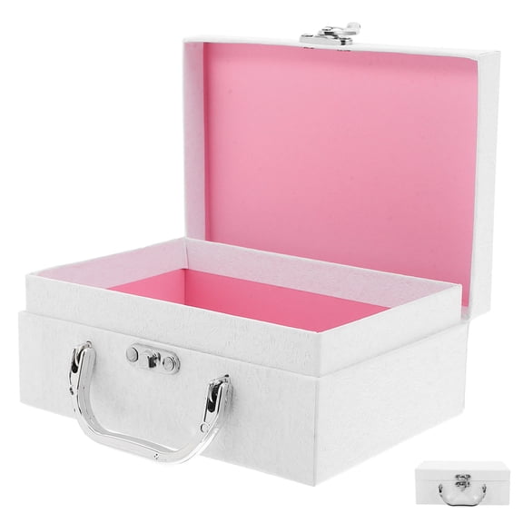 COSMOBETTY Multipurpose White Paper Suitcase Box with Handle for Office Storage