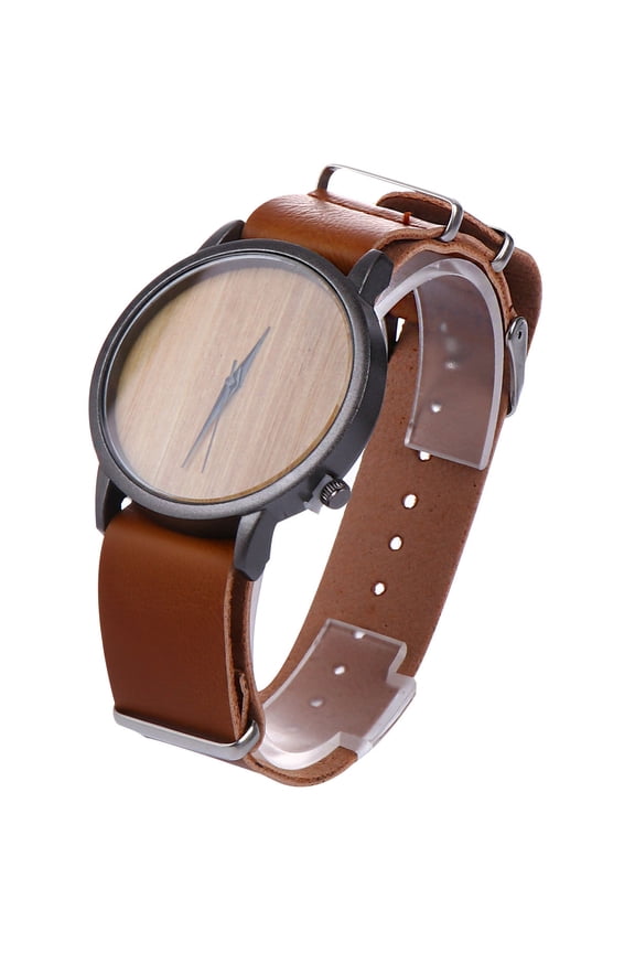 Natural Wooden Watch With Leather Band Casual Simple Style Wrist Watch Occasion Birthday Present For