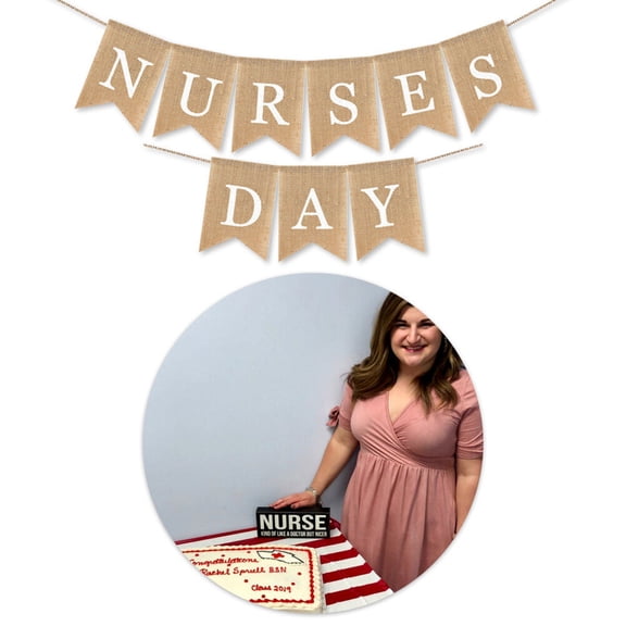 COSMOBETTY Nurses Day Bunting Banner 1 Set Khaki Retro Linen Swallowtail Flag Party Supplies