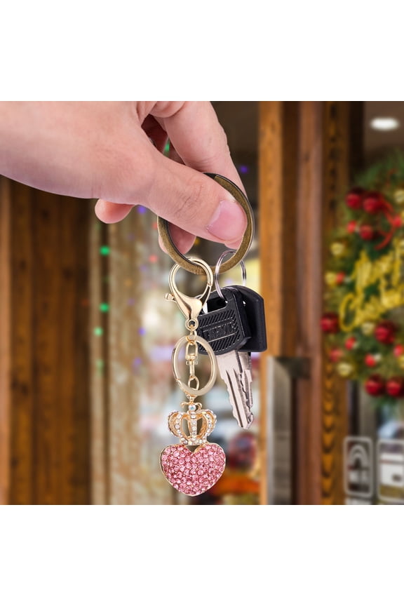 Pink Crown Design Keychain Made of Zinc Alloy for Bag Decoration and Key Organization 1Pc