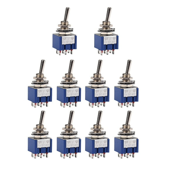 COSMOBETTY Power Extension Universal Power Board Metal Toggle Switch Blue 10Pcs 1.3x0.5x0.5in For Home Appliances