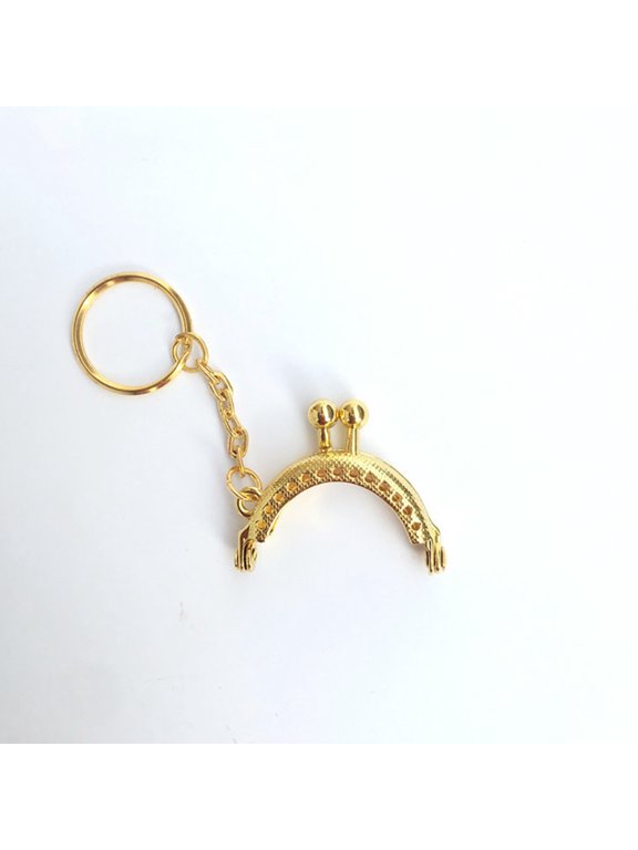 Premium Metal Clutch Bag Frame Keychain with Retro Semicircle Pendant, Fashion Accessory for Women