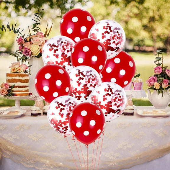 COSMOBETTY Red Latex Balloons 10Pcs Round Patterned Balloons For Kids