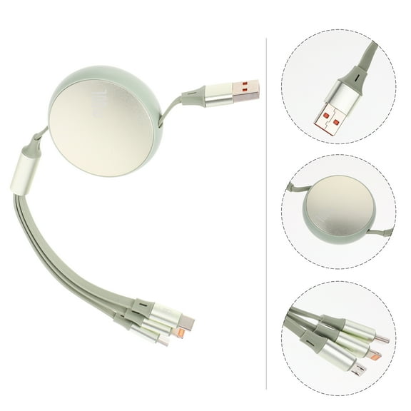 COSMOBETTY Retractable Usb Cable 1Set Light Green Aluminum Alloy Pc 23.6In For Electronic Devices
