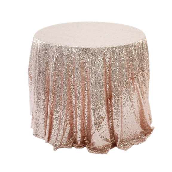 COSMOBETTY Round Rose Gold Sequin Tablecloth 180x180cm Polyester Decorative Protective for Wedding Party 1Pcs