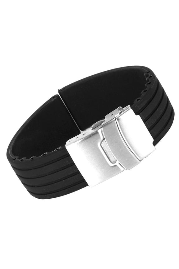 24mm Silicone Watch Band with Striped Design, 1-Pack Replacement Strap for Wristwatches