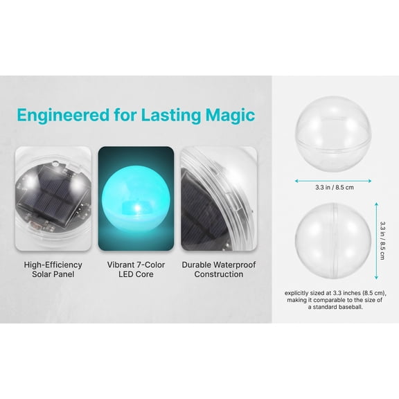 COSMOBETTY LED Floating Ball Lights Solar Powered White Color Changing Decorative Globe