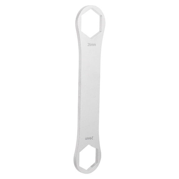 COSMOBETTY Stainless Steel Double Head Front Fork Spanner for Bike Use 24/26mm Silver