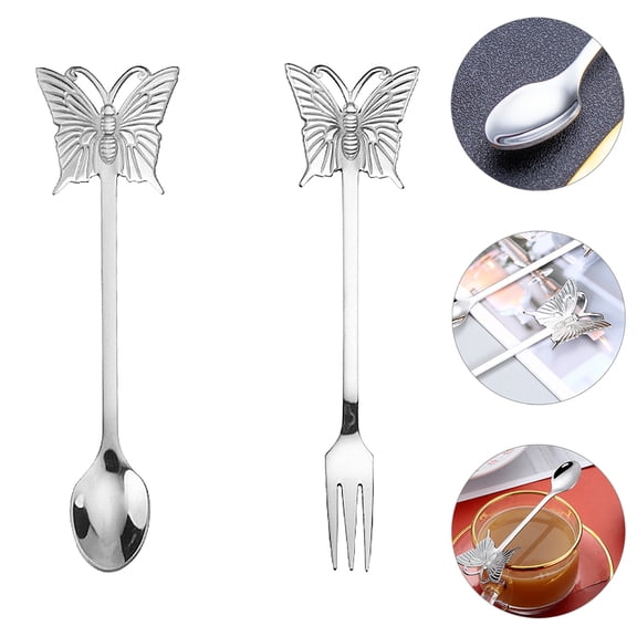 COSMOBETTY Stainless Steel Fork And Spoon Convenient For Daily Use For Home Restaurant And Dessert Shops