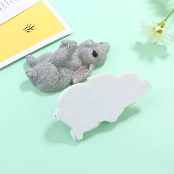 COSMOBETTY Stick On Coat Hook 2Pcs Resin Bunny Shape Wall Mounted Waterproof for Home Office White Grey