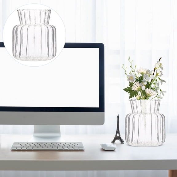 COSMOBETTY Striped Glass Vase For Flowers Clear Decorative Glass Vase For Bouquets Home Decor Dinner Table Centerpieces