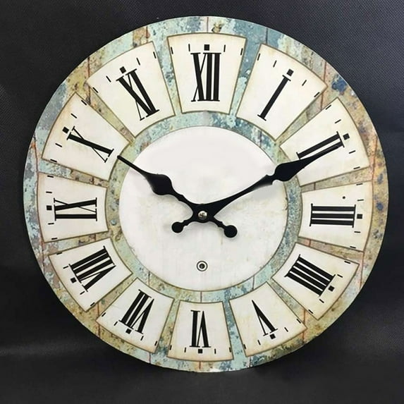 COSMOBETTY Vintage French Country Style Wooden Wall Clock Assorted Color 1Pcs 12.97X12.97X1.18in For Home Decor