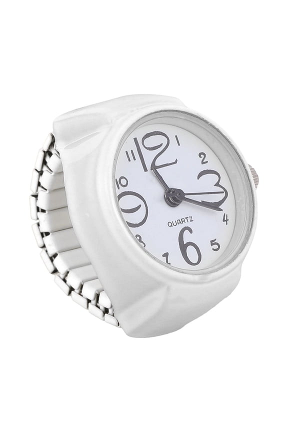 White WatchShaped Ring with Quartz Movement for Adults Fashionable and Comfortable to Wear Small Size