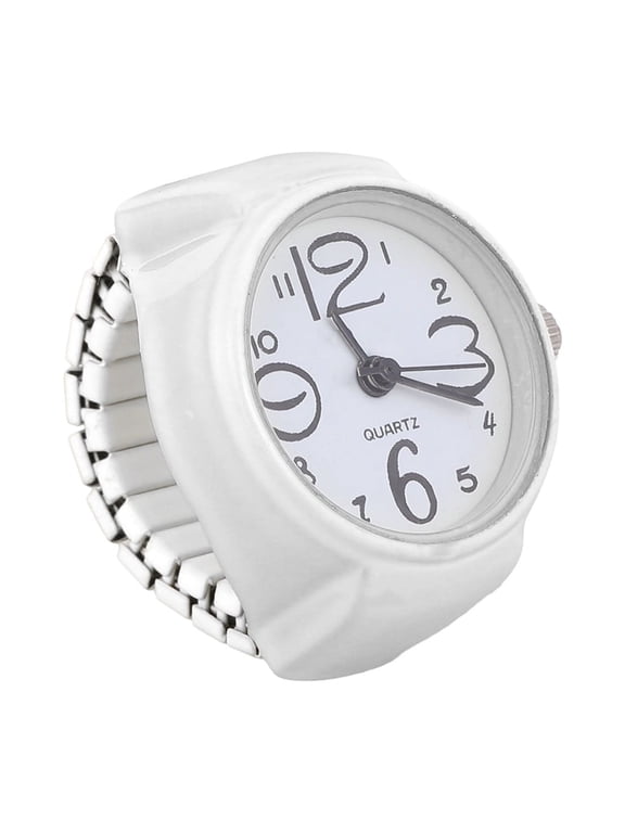 White WatchShaped Ring with Quartz Movement for Adults Fashionable and Comfortable to Wear Small Size