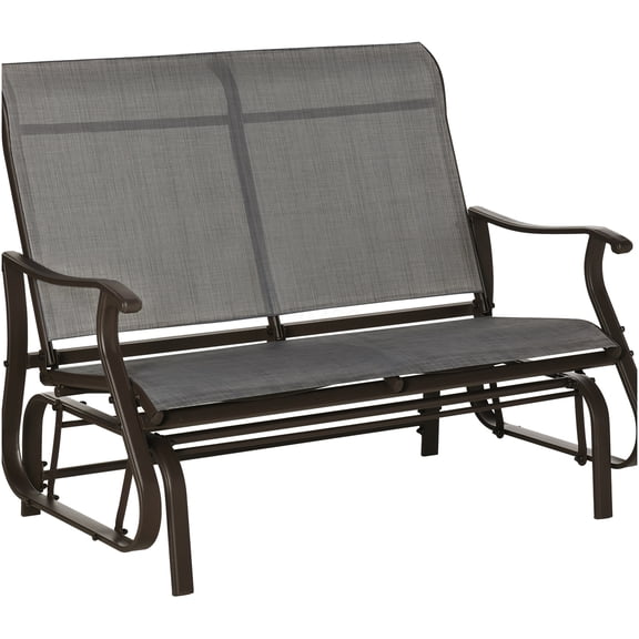 COSMOS 2-Person Outdoor Patio Glider Bench with Steel Frame, Smooth Rocking Motion Garden Loveseat Chair for Porch, Backyard, Lawn, Gray