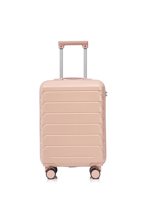 20 Inch Checked Luggage with Spinner Wheels, ABS Hardshell Pink Suitcase, TSA Lock for Air Travel