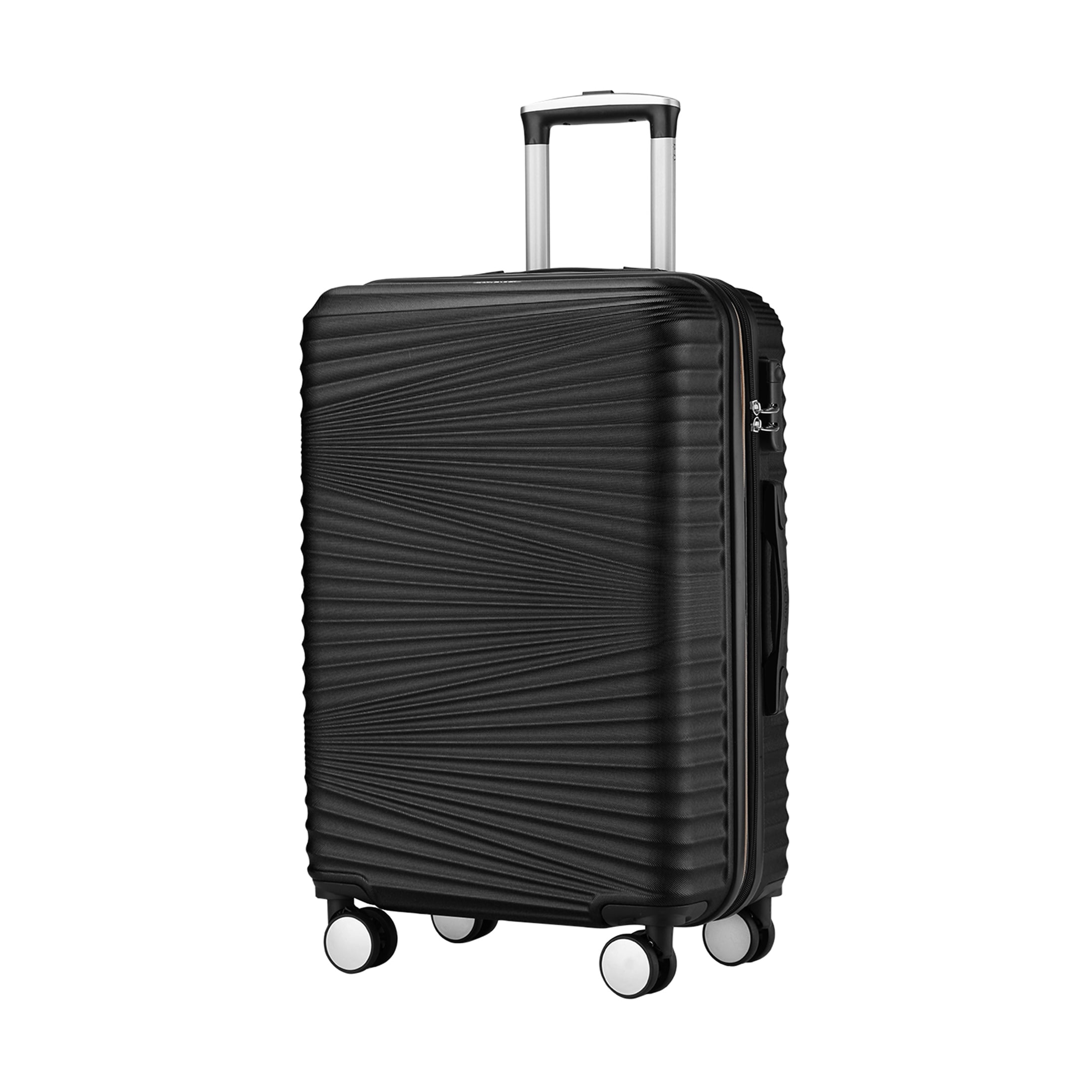 COSMOS 20 Inch Expandable Hardside Spinner Luggage, TSA Lock Lightweight Checked Suitcase in Black
