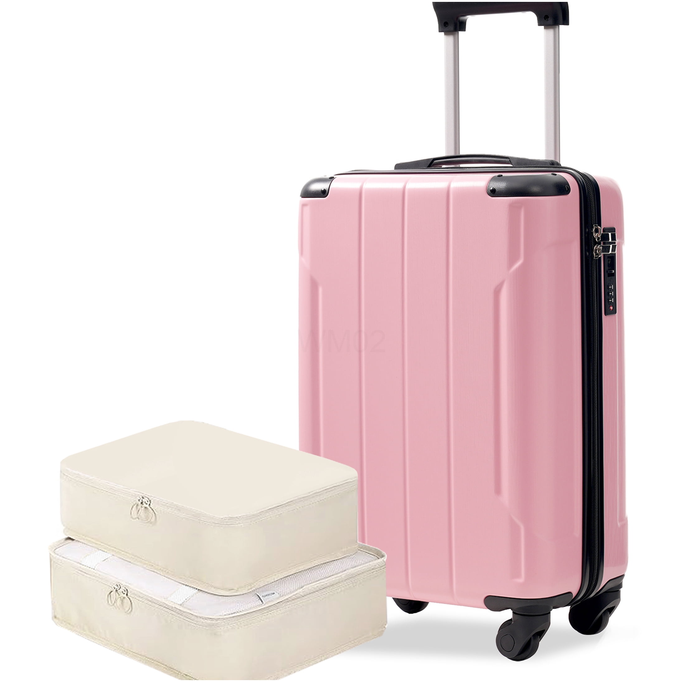 COSMOS 20 Inch Hardshell Spinner Luggage, Pink ABS Carry On Suitcase with TSA Lock, Packing Cubes, Lightweight Checked Bag for Travel