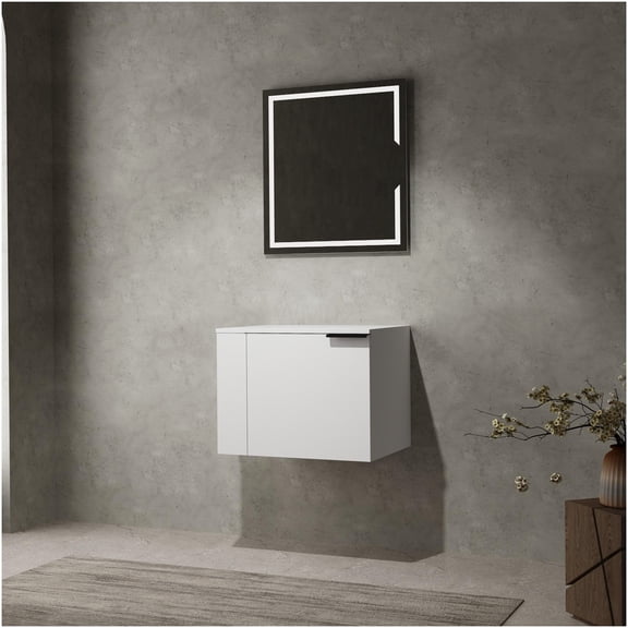 COSMOS 24 Inch Modern Bathroom Vanity Sink Combo in American White Oak, Engineered Wood Storage Cabinet with Soft Close Doors