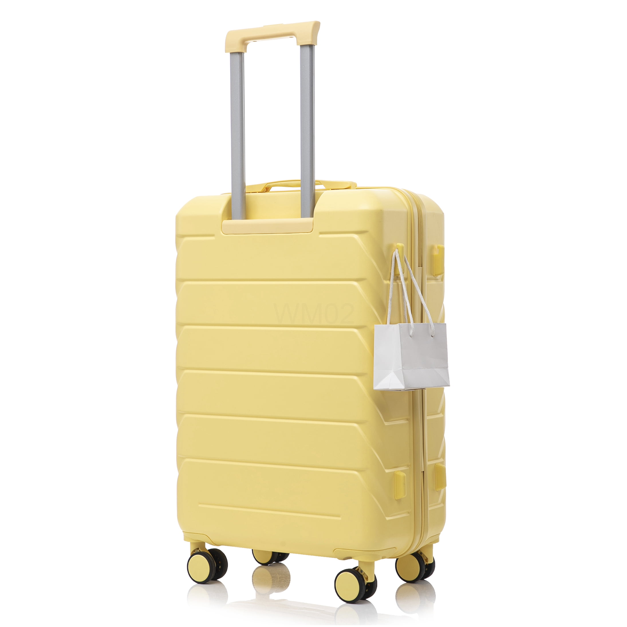 COSMOS 28 Inch Checked Luggage, Yellow ABS Hardside Spinner Suitcase with TSA Lock, Large Capacity for International Travel &; Vacations