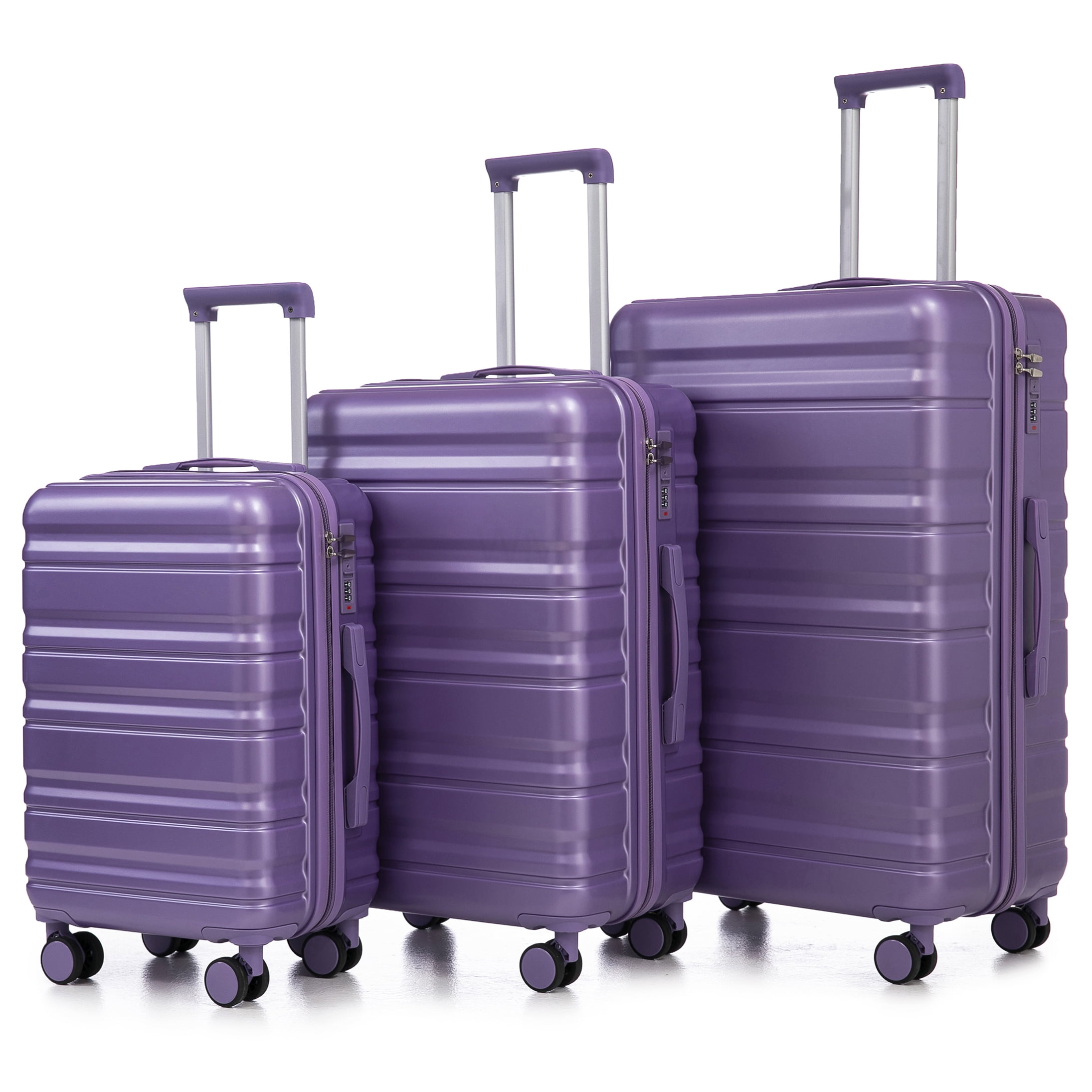 COSMOS 3-Piece Purple ABS Hardside Spinner Luggage Set, 20 24 28 Inch Suitcases with TSA Lock, Lightweight Carry On