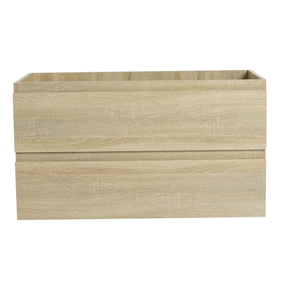 COSMOS 36 Inch Wall Mounted Bathroom Vanity in Light Oak, Modern Floating Storage Cabinet with Soft Close Drawers