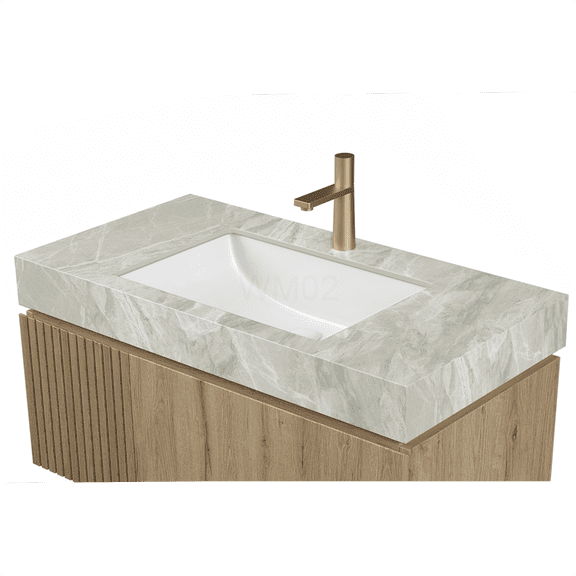 COSMOS 36 inch Light Gray Sintered Stone Countertop with Undermount Ceramic Basin, No Cabinet