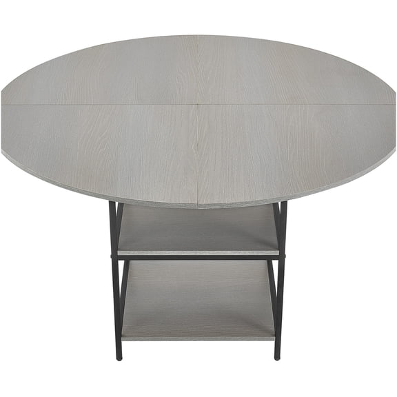 COSMOS 47 Inch Modern Round Dining Table for 4-6, Gray Kitchen Table with Sturdy Metal Base, Space Saving Design