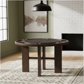 COSMOS 48" Round 2-in-1 Game Table with Felt Backing & Drink Holders, Converts to Dining Table, Walnut Finish