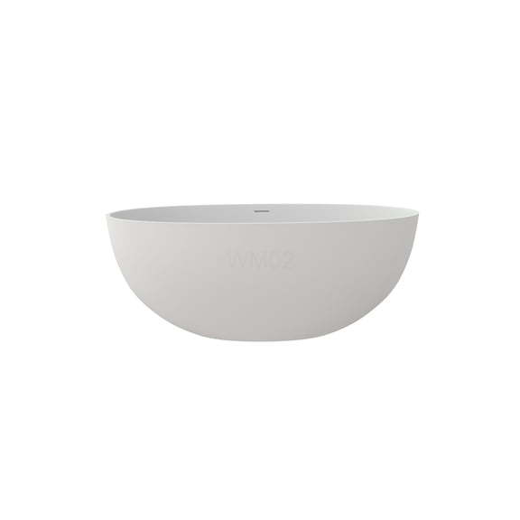 COSMOS 55 Inch Matte White Solid Surface Bathtub, Deep Soaking Non-Slip Freestanding Tub for Modern Bathroom
