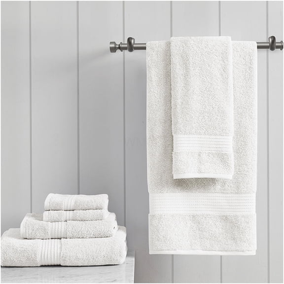 COSMOS 6-Piece Premium Organic Cotton Bath Towel Set, Ultra-Soft & Absorbent, GOTS & Oeko-Tex Certified, Quick-Dry, All-Purpose White Towels for Bathroom & Spa