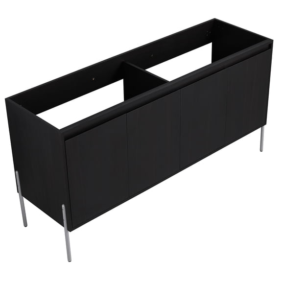 COSMOS 60 Inch Dark Oak Bathroom Vanity, Freestanding Storage Cabinet with Soft Close Doors, Modern Plywood Bath Vanity Base Only